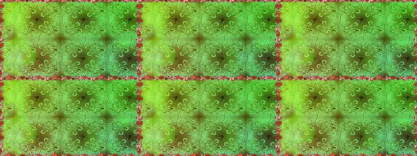 Çok yeşil zarif küçük çiçekler ve yeşil renkli komik böcekler, raster desen, illüstrasyon.