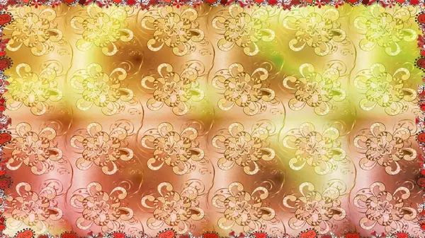 Şirin çiçekli kusursuz desen ve bej ve sarı renkli yapraklar, suluboya çiçekli desen, duvar kağıdı, kart veya kumaş için fayanslı. Raster illüstrasyonu.