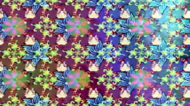 Renkli unsurlarla hareketli arka plan görüntüleri. Çiçekler. Eski model. Bayrak tarzı. Video kaydı. Şablon. Döngü. Kusursuz..