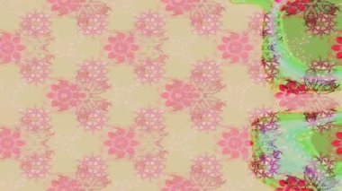 Renkli unsurlarla hareketli arka plan görüntüleri. Çiçekler. Eski model. Bayrak tarzı. Video kaydı. Şablon. Döngü. Kusursuz..