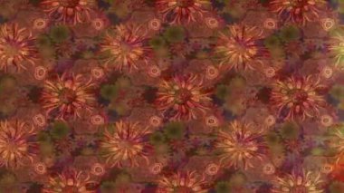 Renkli unsurlarla hareketli arka plan görüntüleri. Çiçekler. Eski model. Bayrak tarzı. Video kaydı. Şablon. Döngü. Kusursuz.. 