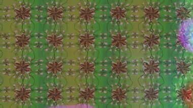 Renkli unsurlarla hareketli arka plan görüntüleri. Çiçekler. Eski model. Bayrak tarzı. Video kaydı. Şablon. Döngü. Kusursuz.. 