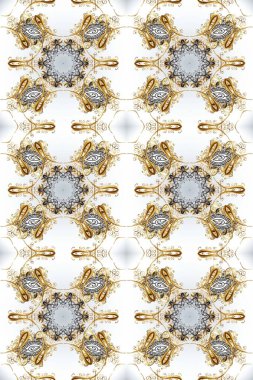 Tarafsız, beyaz, bej ve altın desenli. Klasik raster şablonu. Tekrarlayan ögelerle kusursuz soyut arkaplan.
