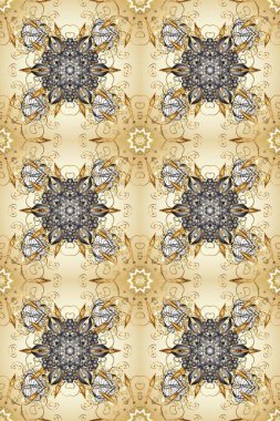 Arkaplan, kumaş, altın duvar kağıdı. Raster altın pürüzsüz desen. Altın desenli gri, bej ve nötr renklerde altın elementler. Düz elle çizilmiş vintage koleksiyonu.