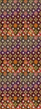 Çiçek deseni. Kahverengi renkli çiçekler. Şatafatlı bahar bahçesi dokusu. Raster illüstrasyonu. Kahverengi renkte çiçek çizimi.