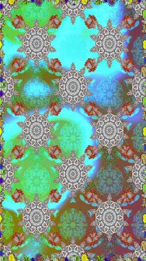 Raster resim. Çiçek desenli çiçek ve yaprakları ile. Sevimli küçük çiçek desenle.