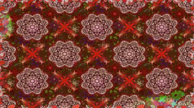 Raster illüstrasyonu. Kahverengi ve kırmızı renklerde. Çiçekli güzel suluboya desen.