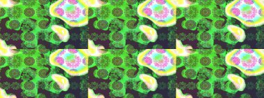 Yeşil ve kahverengi renkler. Yaz çiçekleri teması. El çizimi, soyut ve süslü elementler. Suluboya resim taklit Raster çizimi. Klasik çiçekler..