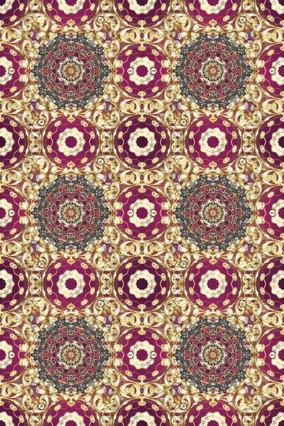 Geleneksel altın sarısı desenli bej, mor ve kahverengi renkler ve altın elementler. Barok tarzında kusursuz bir doğulu süsü..