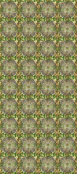 Geleneksel altın sarısı desenli yeşil, bej ve kahverengi renklerde altın elementler. Barok tarzında kusursuz bir doğulu süsü..