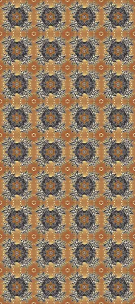 Gri, bej ve kahverengi renklerde altın tekrarlayan elementlerle soyut arkaplan. Kusursuz oryantal klasik altın desen.