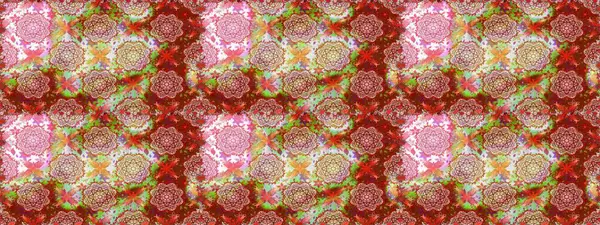 Renkli desenli kusursuz desenli, nötr ve kırmızı çiçekli ve dekoratif elementli. Kusursuz bir geçmişi var. Raster illüstrasyonu. Kumaş, tekstil, duvar kağıdı baskısı için. Antika retro tarzı.