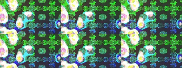 Düz Çiçek Elementleri Tasarımı. Renkli Yaz Temalı eskiz kalıbı. Raster Illustrasyon 'daki Çiçek Deseni' nin son moda çizimi. Yeşil ve gri renkte çiçekler.