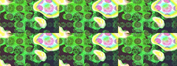 Yeşil ve kahverengi renkler. Yaz çiçekleri teması. El çizimi, soyut ve süslü elementler. Suluboya resim taklit Raster çizimi. Klasik çiçekler..