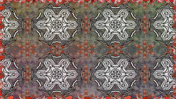 Renkli Bahar Temalı Kusursuz Arkaplan. Gri ve kahverengi renkli çiçekler. Düz Çiçek Elementleri Tasarımı. Güzel çiçek deseni..