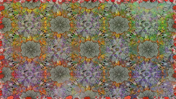 Klasik çiçek tasarımı elementleri. Raster illüstrasyonu. Gri ve kahverengi kıvırcık çiçekler Gri ve kahverengi renkler.