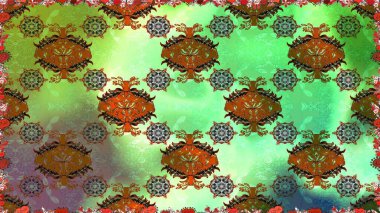 Yeşil ve kahverengi renkli vadi çiçekleri. Raster dikişsiz çiçek deseni.