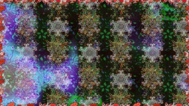 Renkli Bahar Temalı Kusursuz Arkaplan. Raster illüstrasyonunda kusursuz çiçek deseni. Süslü kumaş deseni. Düz Çiçek Elementleri Tasarımı.