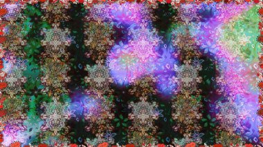 Çiçeksiz desenli, suluboya elle çizilmiş elementler. Parlak renkli fantezi çiçekleri, yapraklar, gri ve nötr renklerde tomurcuklar gri ve nötr.