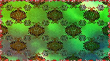 Karalama çiçekleri kusursuz desen. Yeşil ve kahverengi el çizimi desen. Raster deseni. Sanat ilham verici ve kahverengi tarzı çiçekler ve arkaplan bırakır.