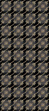 Altın elementlerle siyah, kahverengi ve gri renklerde kusursuz klasik desen. Noel, kar tanesi, yeni yıl 2019.