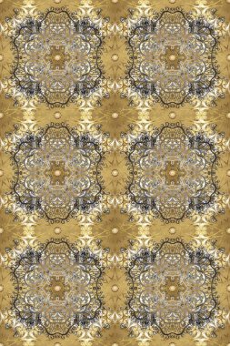 Lüks, kraliyet ve Viktorya dönemi konsepti. Bej, nötr ve gri renklerdeki altın desenli altın elementler. Raster klasik barok çiçeksiz altın desenli. Süsleme.