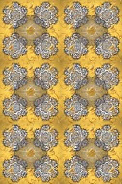 Sarı, bej ve gri renklerde pürüzsüz desen. Raster altın pürüzsüz desen. Doğu tarzı arabesk tarzında altın elementler. Kusursuz altın desenli bukleler..