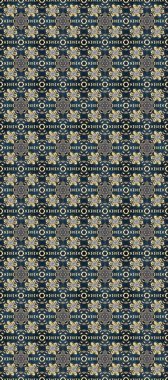 Barok tarzında kusursuz bir doğulu süsü. Geleneksel klasik raster altın pürüzsüz desen. Mavi, gri ve bej renklerde altın elementler.