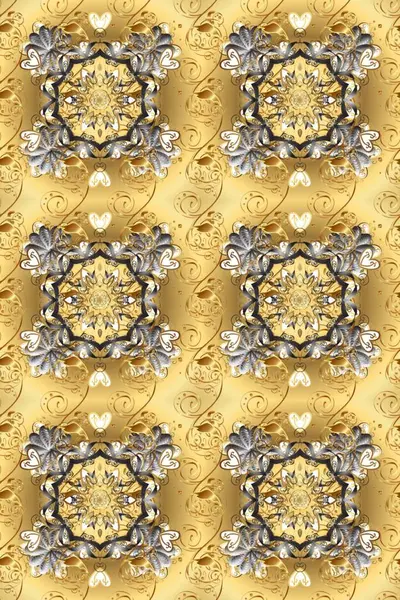 Kusursuz klasik bej, sarı, gri ve altın desenli. Klasik klasik klasik arka plan. Geleneksel oryantasyon süsü.