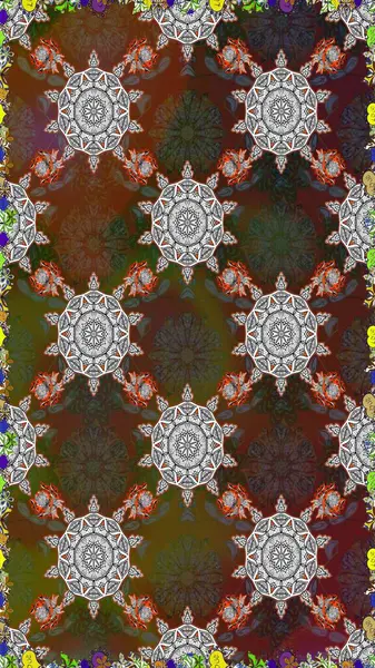 Raster deseni. Nazik, yaz çiçekleri kahverengi ve gri renklerde. Küçük çiçekteki sevimli çiçek deseni. Raster illüstrasyonu.