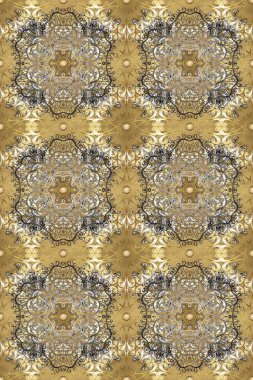 Lüks, kraliyet ve Viktorya dönemi konsepti. Bej, nötr ve gri renklerdeki altın desenli altın elementler. Raster klasik barok çiçeksiz altın desenli. Süsleme.