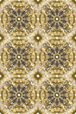 Bej, nötr ve kahverengi renklerde altın sarısı elementlerle altın pürüzsüz desen. Bej, nötr ve kahverengi renklerde altın elementlerle kusursuz klasik desen. Noel, kar tanesi, yeni yıl.