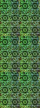 Altın desenli çiçek dekoru. Çizgi sanatı tasarım şablonu için kusursuz sınır. Davetiyeler, kartlar, web sayfası için Raster illüstrasyon. Doğu tarzı element. Yeşil renkte altın element.