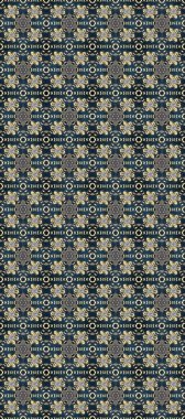 Barok tarzında kusursuz bir doğulu süsü. Geleneksel klasik raster altın pürüzsüz desen. Mavi, gri ve bej renklerde altın elementler.