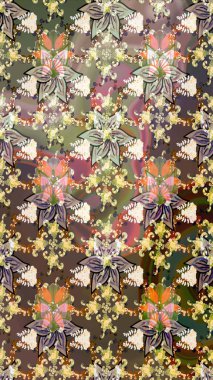 Raster düz çiçek çizim deseni. Kahverengi ve nötr renklerde çiçekler. Tasarım hediye paketi, tebrik kartları, posterler ve afiş tasarımı.