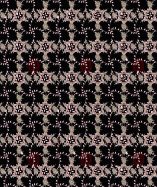 Çiçeksiz desenli arka plan. Gömlek baskısı için çiçek boyası. Siyah ve nötr renkte çiçekler.