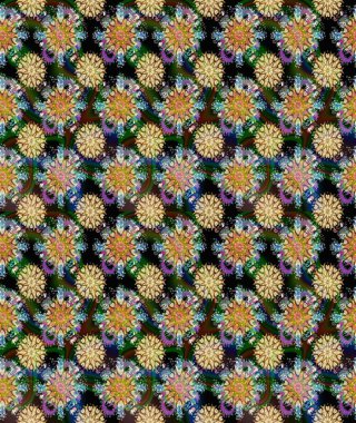 Düz Çiçek Elementleri Tasarım Raster illüstrasyonu. Çiçeksiz desenli arka plan. Kahverengi ve bej renkli çiçekler. Renkli Bahar Teması Kusursuz Arkaplan.