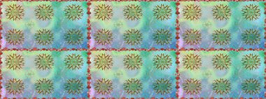 Kusursuz bir arka plan modeli. Raster hisseleri. Suluboya, elle çizilmiş. Mavi üzerine çiçekler.