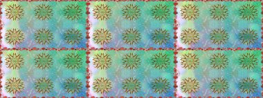 Raster. Düz Çiçek Elementleri Tasarımı. Renkli Bahar Teması Kusursuz Arkaplan.