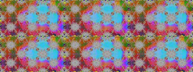 Gri ve mavi renkte çiçekler. Raster illüstrasyonu. Tropik, dikişsiz çiçek deseni..