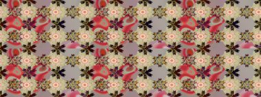 Suluboya çizimi. Çiçekli eskiz deseni. Çiçekler bej ve nötr renklerde. El çizimi.