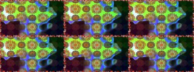 Raster. Kahverengi ve yeşil renklerde güzel çiçekler, suluboya çiçek desenleri, duvar kağıdı, kart veya kumaş için fayanslı desenler..