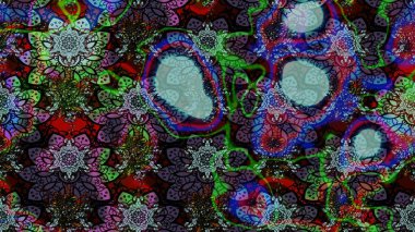 3D çiçekler, eskiz. Raster illüstrasyonu. Siyah renklerde.