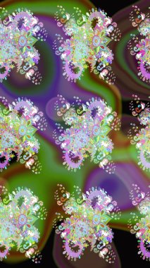 Çiçekler yeşile. Eskiz arkaplan modeli. Suluboya, elle çizilmiş. Raster stoku.