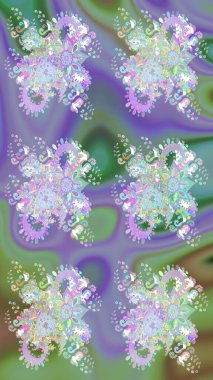 Varicoloneutral raster çizimi. Bir sürü nötr ve soyut çiçekli tropik eskiz deseni. Küçük çiçekte sevimli çiçek deseni var..