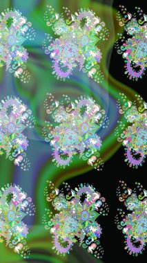 Çizim çiçek deseni duvar kâğıdı olarak kullanılabilir. Yeşil renkli çiçekler. Raster illüstrasyonu.