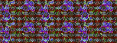 Çizim kalıbı. Raster illüstrasyonu. Kahverengi renklerde. Renkli süs kenarı. Hint süsü. Çiçek duvar kağıdı.