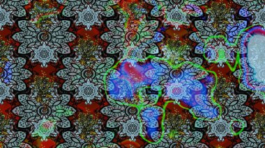 Suluboya çiçekli çiçek deseni. Raster illüstrasyonu. Mavi renkte Asya tekstili.