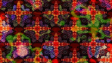 Desen, çizim, çiçek sınırı. Çiçek çelengi. Güzel, parlak, pürüzsüz kumaş, tuval. Kıvırcık, parlak örgü. Eski moda arka plan. Raster illüstrasyonu.