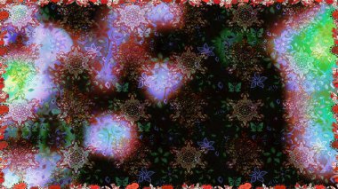 Raster illustration. Seamless floral pattern in folk style with flowers, leaves. Hand drawn.